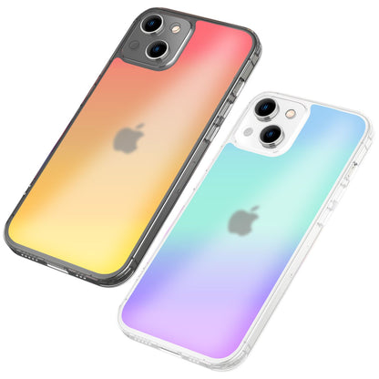 NALIA Farb-Wechsel Handyhülle kompatibel mit iPhone 14 Plus Hülle, Durchscheinend Farbspiel Glänzend Anti-Gelb Kratzfest, Robuste Rückseite & Silikon-Rahmen, Kamera-Schutz Staubschutz