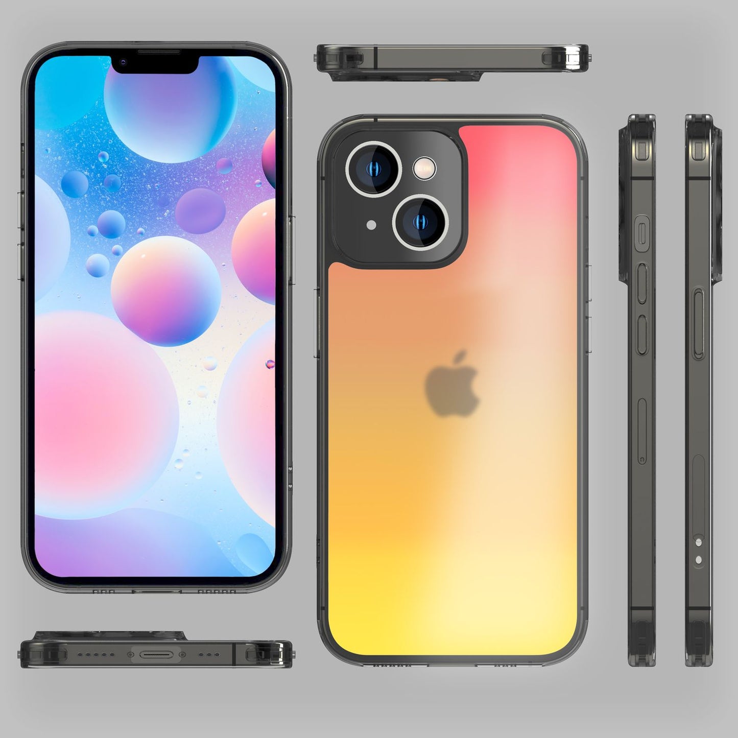 NALIA Farb-Wechsel Handyhülle kompatibel mit iPhone 14 Plus Hülle, Durchscheinend Farbspiel Glänzend Anti-Gelb Kratzfest, Robuste Rückseite & Silikon-Rahmen, Kamera-Schutz Staubschutz