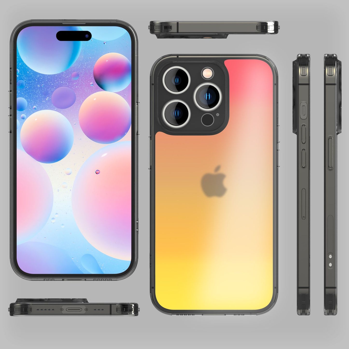 NALIA Farb-Wechsel Handyhülle kompatibel mit iPhone 14 Pro Hülle, Durchscheinend Farbspiel Glänzend Anti-Gelb Kratzfest, Robuste Rückseite & Silikon-Rahmen, Kamera-Schutz Staubschutz