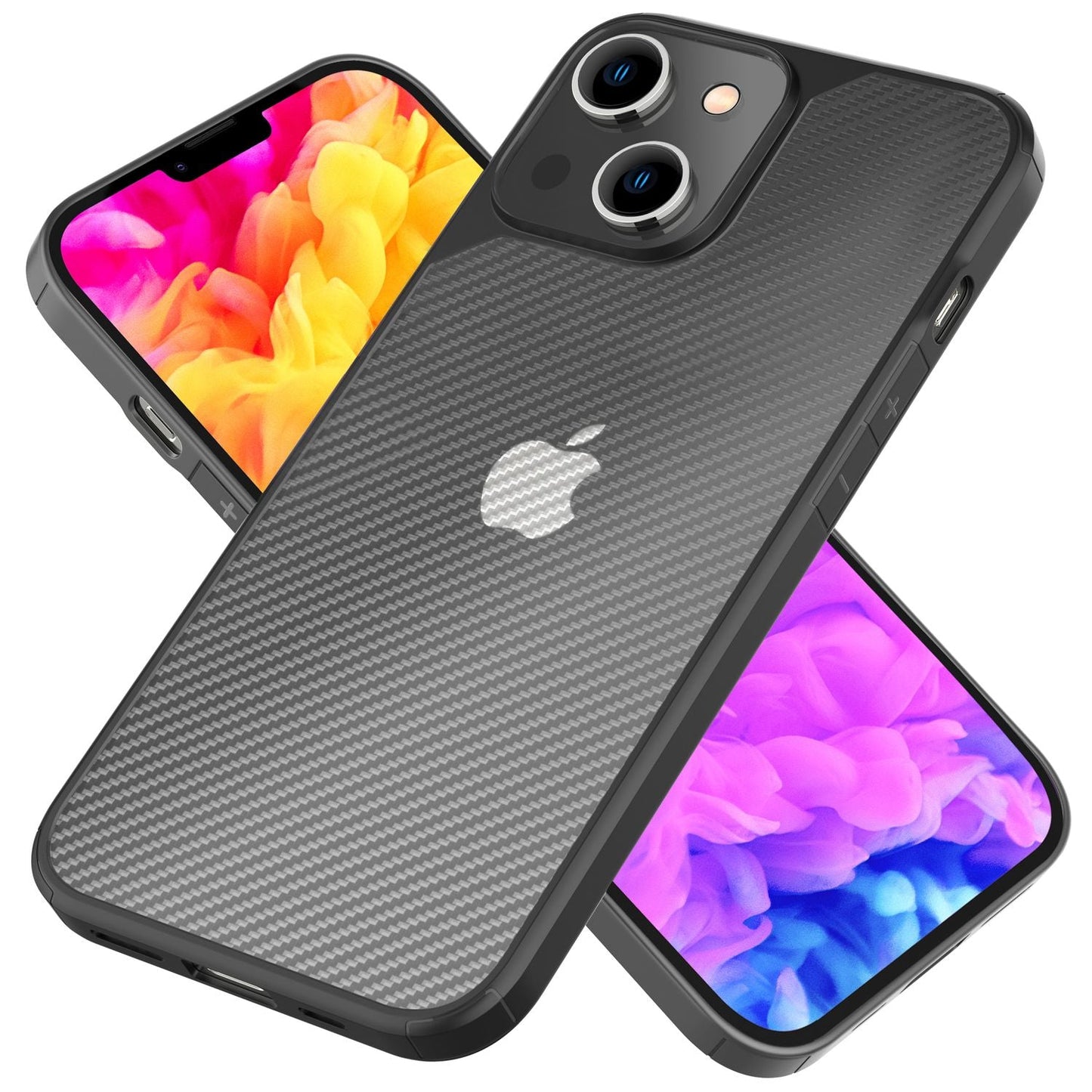 NALIA Mattes Carbon Look Case kompatibel mit iPhone 14 Plus Hülle, Durchsichtige Carbon-Struktur Anti-Fingerprint Kratzfest Anti-Gelb Robust, Harte Rückseite & Verstärkter Silikon-Rand