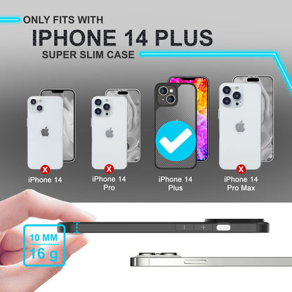 NALIA Mattes Carbon Look Case kompatibel mit iPhone 14 Plus Hülle, Durchsichtige Carbon-Struktur Anti-Fingerprint Kratzfest Anti-Gelb Robust, Harte Rückseite & Verstärkter Silikon-Rand