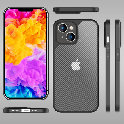 NALIA Mattes Carbon Look Case kompatibel mit iPhone 14 Plus Hülle, Durchsichtige Carbon-Struktur Anti-Fingerprint Kratzfest Anti-Gelb Robust, Harte Rückseite & Verstärkter Silikon-Rand
