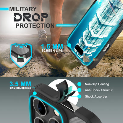 NALIA Carbon-Look Hülle für iPhone 14 Pro Max – Vergilbungsfrei & Rutschfest – NOMAD (Semi-Transparent & Silikon-Rahmen) – Marke aus Berlin