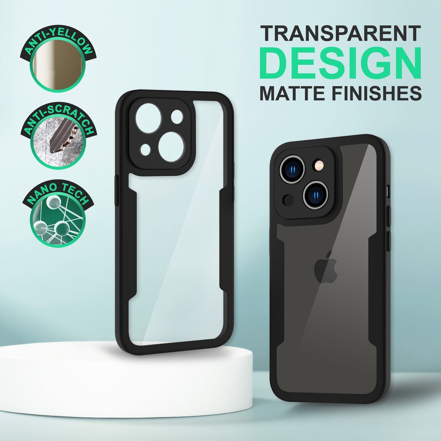 NALIA 360° Hülle für iPhone 14 – Vergilbungsfrei & Rutschfester Matt-Rahmen – SURROUND (Full-Body Case mit Kameraschutz) – Marke aus Berlin