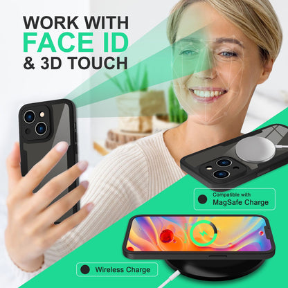 NALIA 360° Hülle für iPhone 14 – Vergilbungsfrei & Rutschfester Matt-Rahmen – SURROUND (Full-Body Case mit Kameraschutz) – Marke aus Berlin