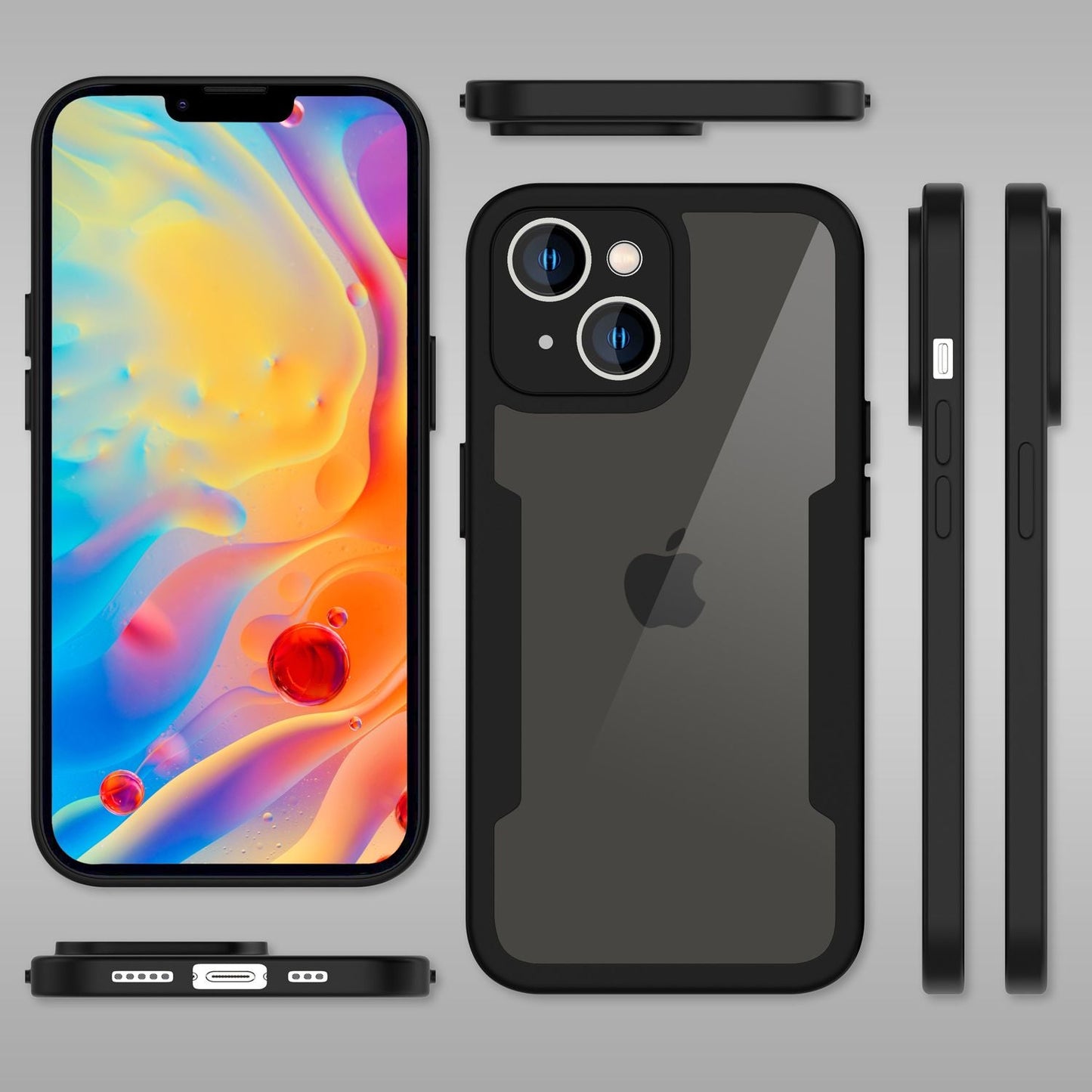 NALIA 360° Hülle für iPhone 14 – Vergilbungsfrei & Rutschfester Matt-Rahmen – SURROUND (Full-Body Case mit Kameraschutz) – Marke aus Berlin