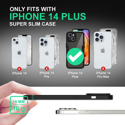 NALIA 360° Hülle für iPhone 14 Plus – Vergilbungsfrei & Rutschfester Matt-Rahmen – SURROUND (Full-Body Case mit Kameraschutz) – Marke aus Berlin
