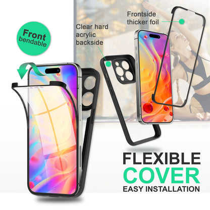 NALIA 360° Hülle für iPhone 14 Pro – Vergilbungsfrei & Rutschfester Matt-Rahmen – SURROUND (Full-Body Case mit Kameraschutz) – Marke aus Berlin