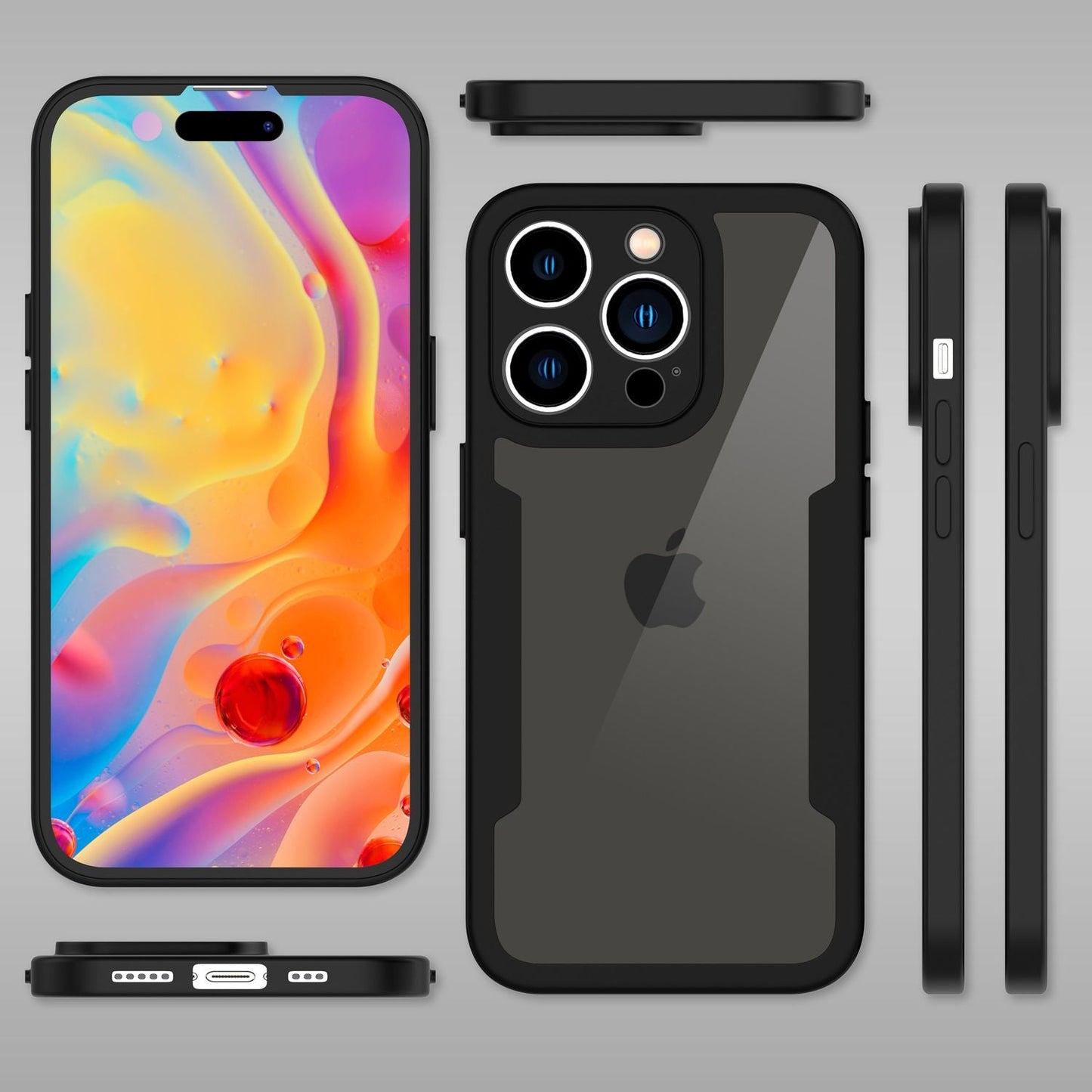 NALIA 360° Hülle für iPhone 14 Pro Max – Vergilbungsfrei & Rutschfester Matt-Rahmen – SURROUND (Full-Body Case mit Kameraschutz) – Marke aus Berlin