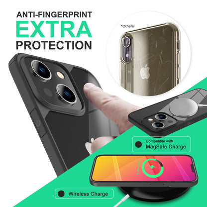 NALIA Handyhülle für iPhone 14 Plus – Transparentes Hardcase & Schwarzer Bumper – PROVA (Vergilbungsfrei & Stoßfest) – Marke aus Berlin