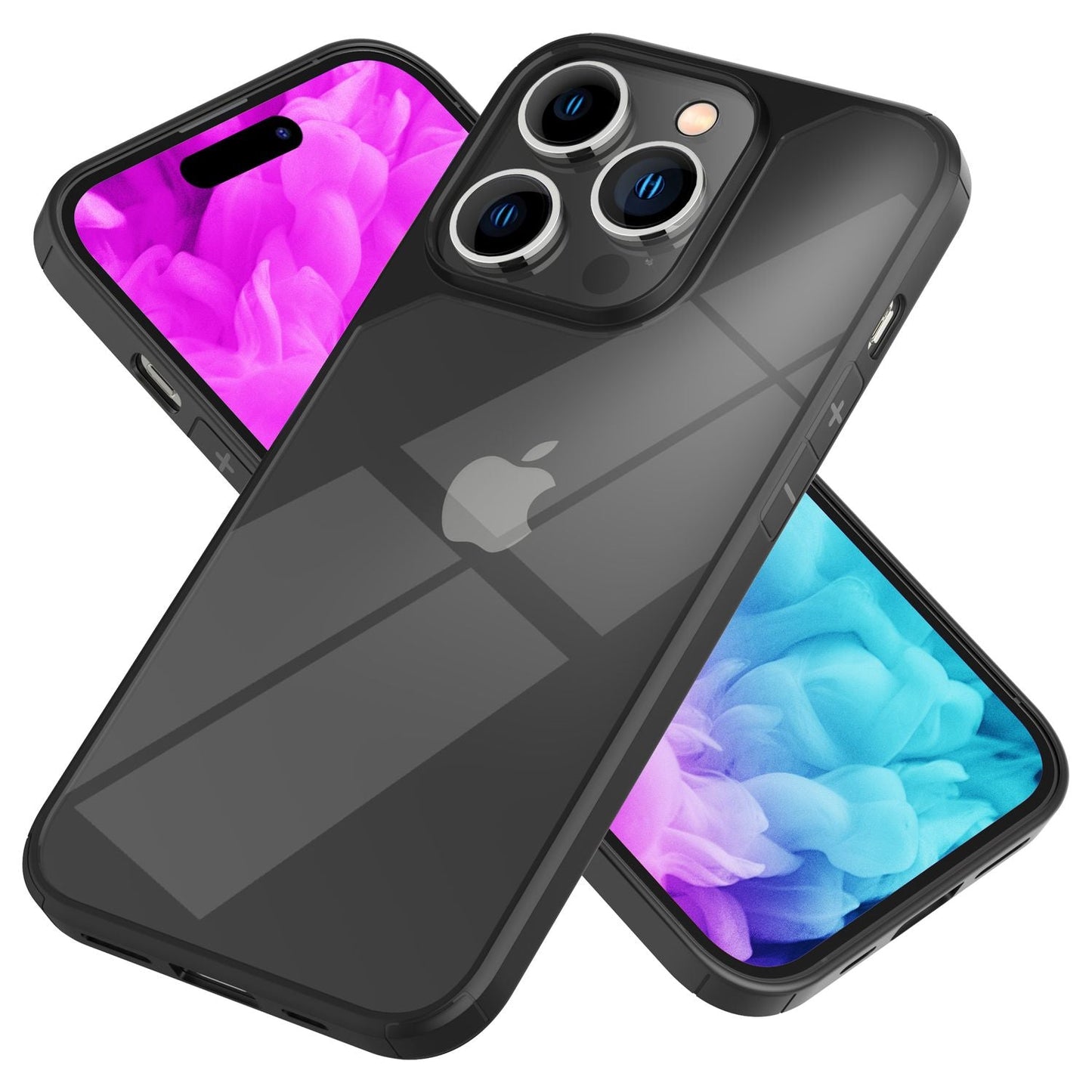 NALIA Handyhülle für iPhone 14 Pro – Transparentes Hardcase & Schwarzer Bumper – PROVA (Vergilbungsfrei & Stoßfest) – Marke aus Berlin