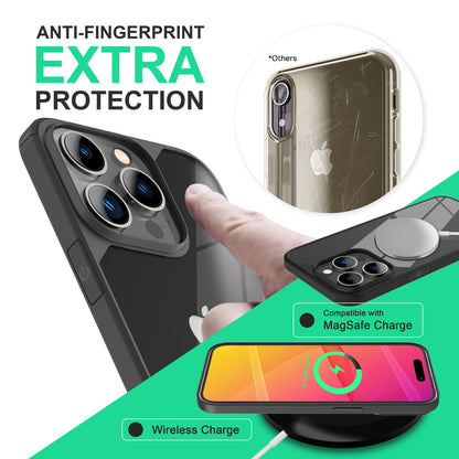 NALIA Handyhülle für iPhone 14 Pro – Transparentes Hardcase & Schwarzer Bumper – PROVA (Vergilbungsfrei & Stoßfest) – Marke aus Berlin