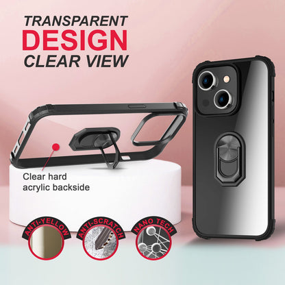 NALIA Ringhülle für iPhone 14 – Für Magnethalter & 360° Stand – VAULT (Kristallklare Rückseite & Stoßfester Silikon-Rahmen) – Marke aus Berlin