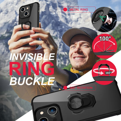 NALIA Ringhülle für iPhone 14 – Für Magnethalter & 360° Stand – VAULT (Kristallklare Rückseite & Stoßfester Silikon-Rahmen) – Marke aus Berlin
