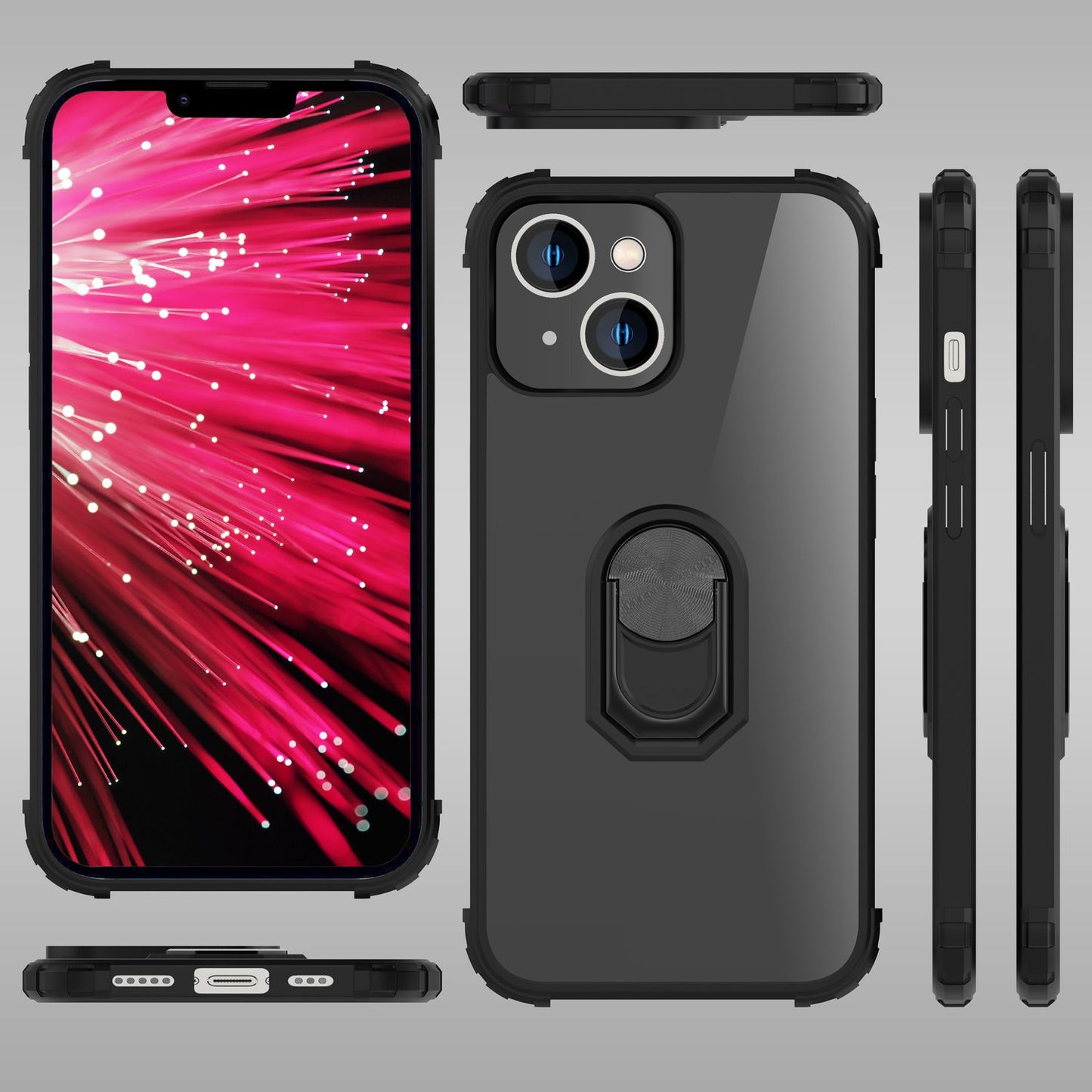 NALIA Ringhülle für iPhone 14 Plus – Für Magnethalter & 360° Stand – VAULT (Kristallklare Rückseite & Stoßfester Silikon-Rahmen) – Marke aus Berlin