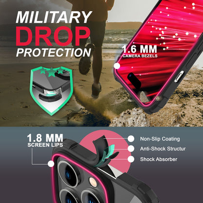 NALIA Ringhülle für iPhone 14 Pro Max – Für Magnethalter & 360° Stand – VAULT (Kristallklare Rückseite & Stoßfester Silikon-Rahmen) – Marke aus Berlin