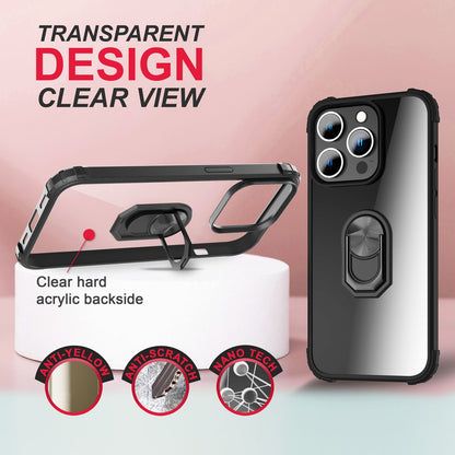 NALIA Ringhülle für iPhone 14 Pro Max – Für Magnethalter & 360° Stand – VAULT (Kristallklare Rückseite & Stoßfester Silikon-Rahmen) – Marke aus Berlin