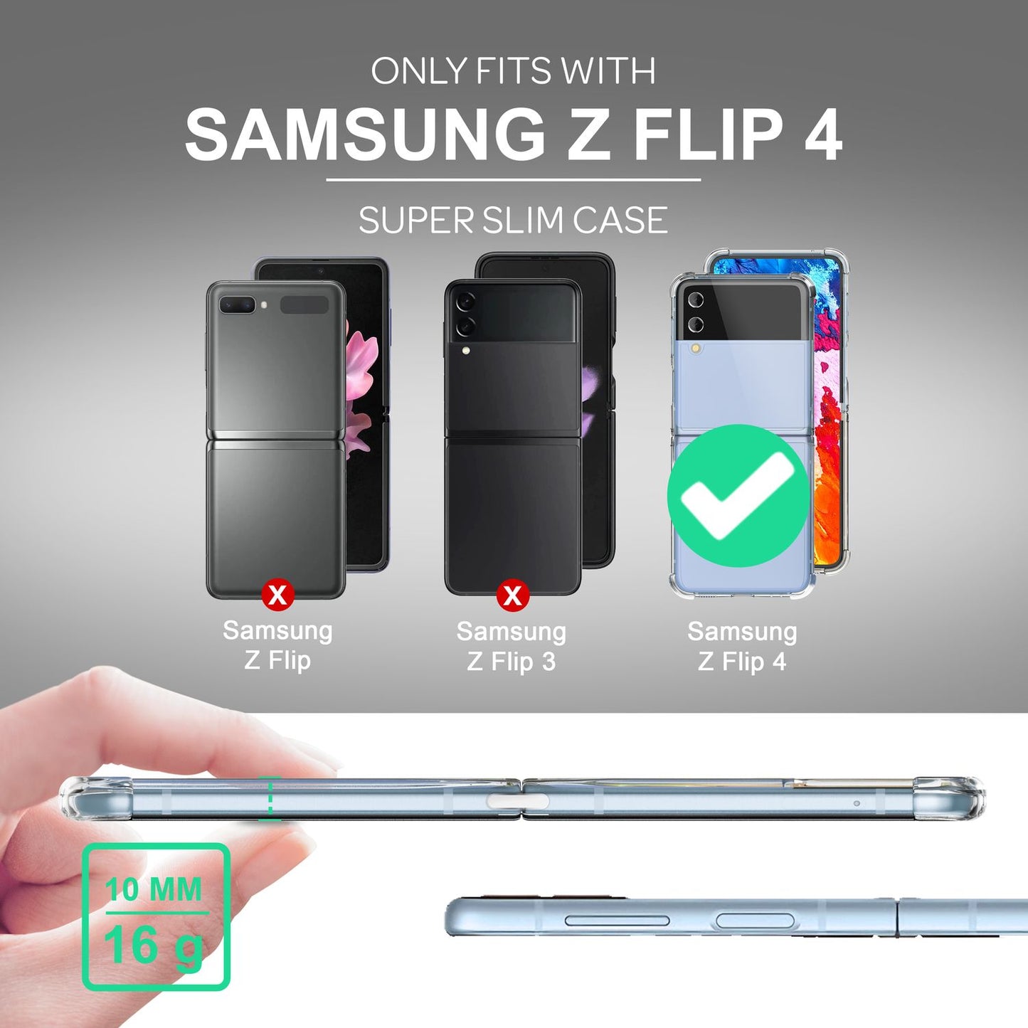 NALIA Klare Einteilige Schutzhülle kompatibel mit Samsung Galaxy Z Flip4 Hülle, Transparent Anti-Gelb Kratzfest Aufprall-Schutz, Harte Rückseite & Verstärkter Silikon-Rahmen, Durchsichtige Handyhülle