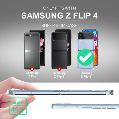 NALIA Klare Einteilige Schutzhülle kompatibel mit Samsung Galaxy Z Flip4 Hülle, Transparent Anti-Gelb Kratzfest Aufprall-Schutz, Harte Rückseite & Verstärkter Silikon-Rahmen, Durchsichtige Handyhülle