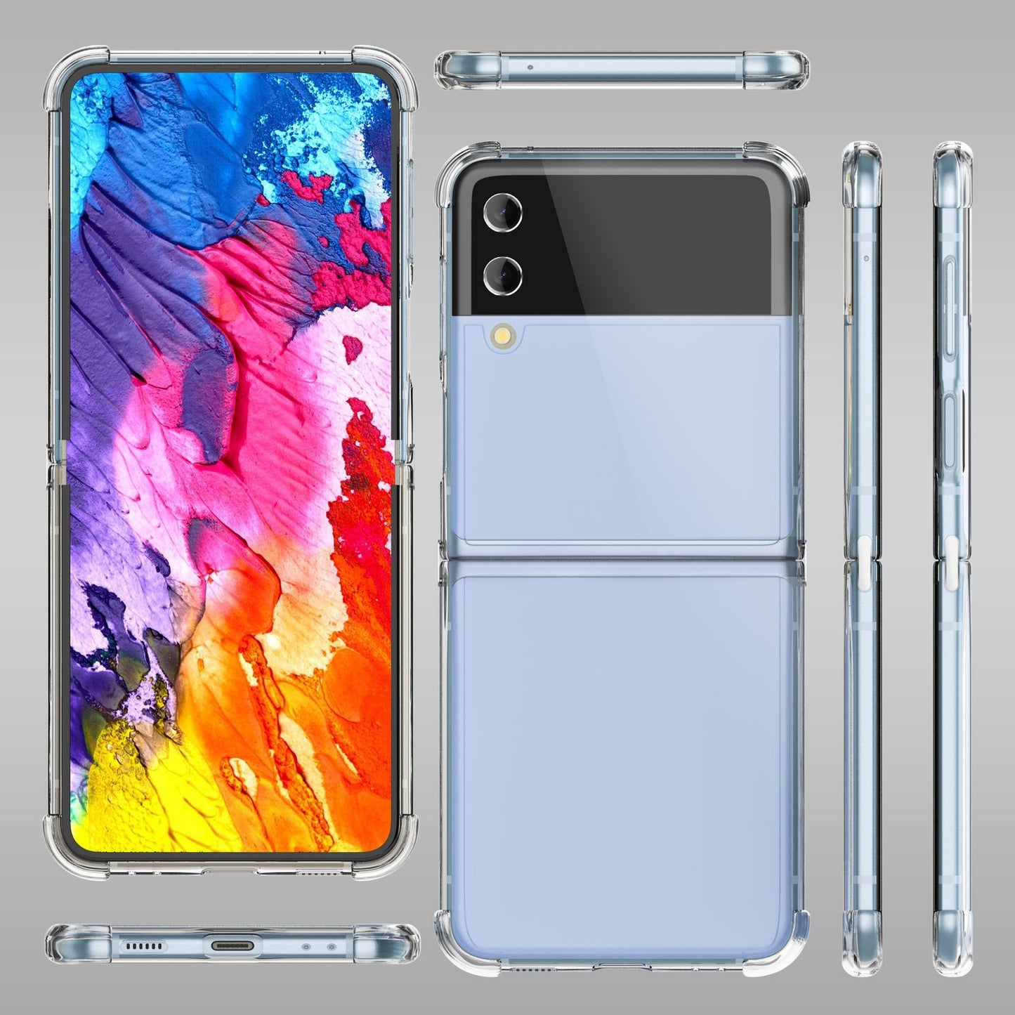 NALIA Klare Einteilige Schutzhülle kompatibel mit Samsung Galaxy Z Flip4 Hülle, Transparent Anti-Gelb Kratzfest Aufprall-Schutz, Harte Rückseite & Verstärkter Silikon-Rahmen, Durchsichtige Handyhülle