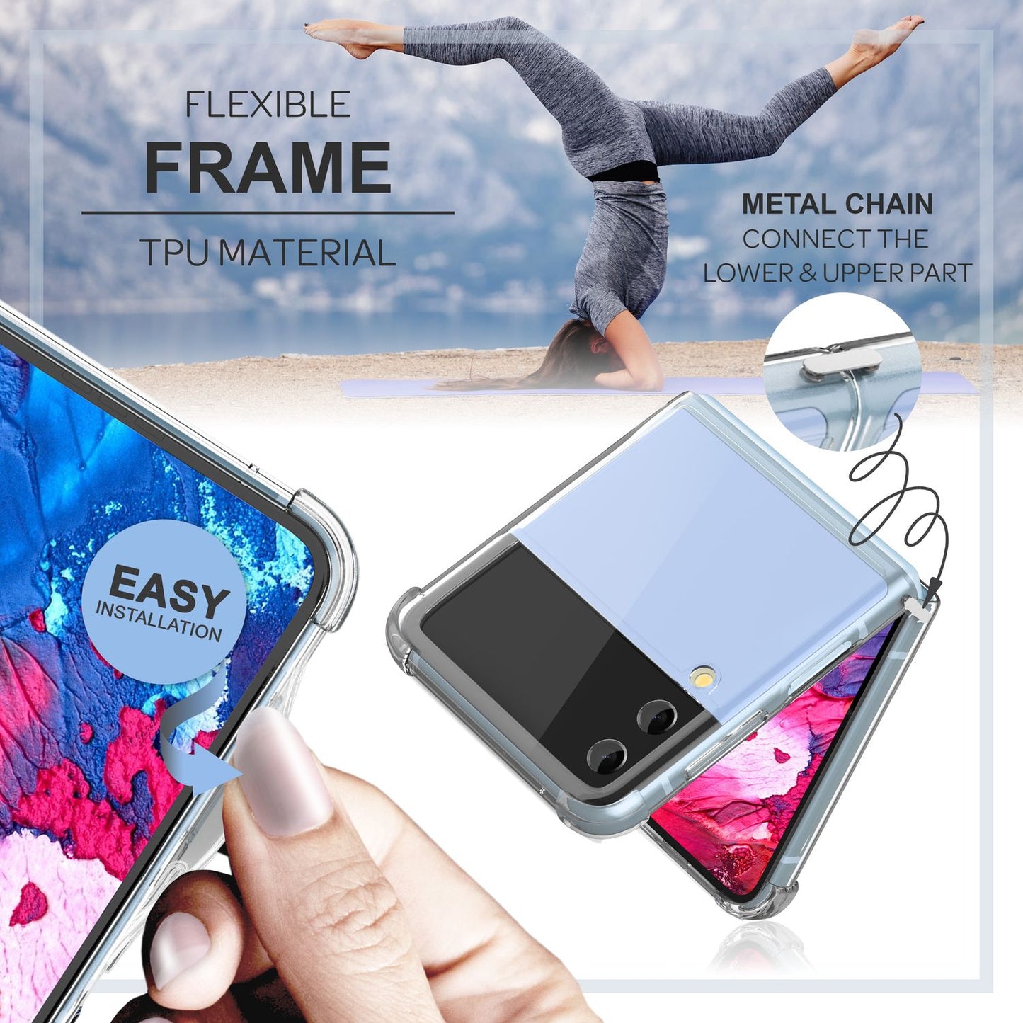 NALIA Klare Einteilige Schutzhülle kompatibel mit Samsung Galaxy Z Flip4 Hülle, Transparent Anti-Gelb Kratzfest Aufprall-Schutz, Harte Rückseite & Verstärkter Silikon-Rahmen, Durchsichtige Handyhülle