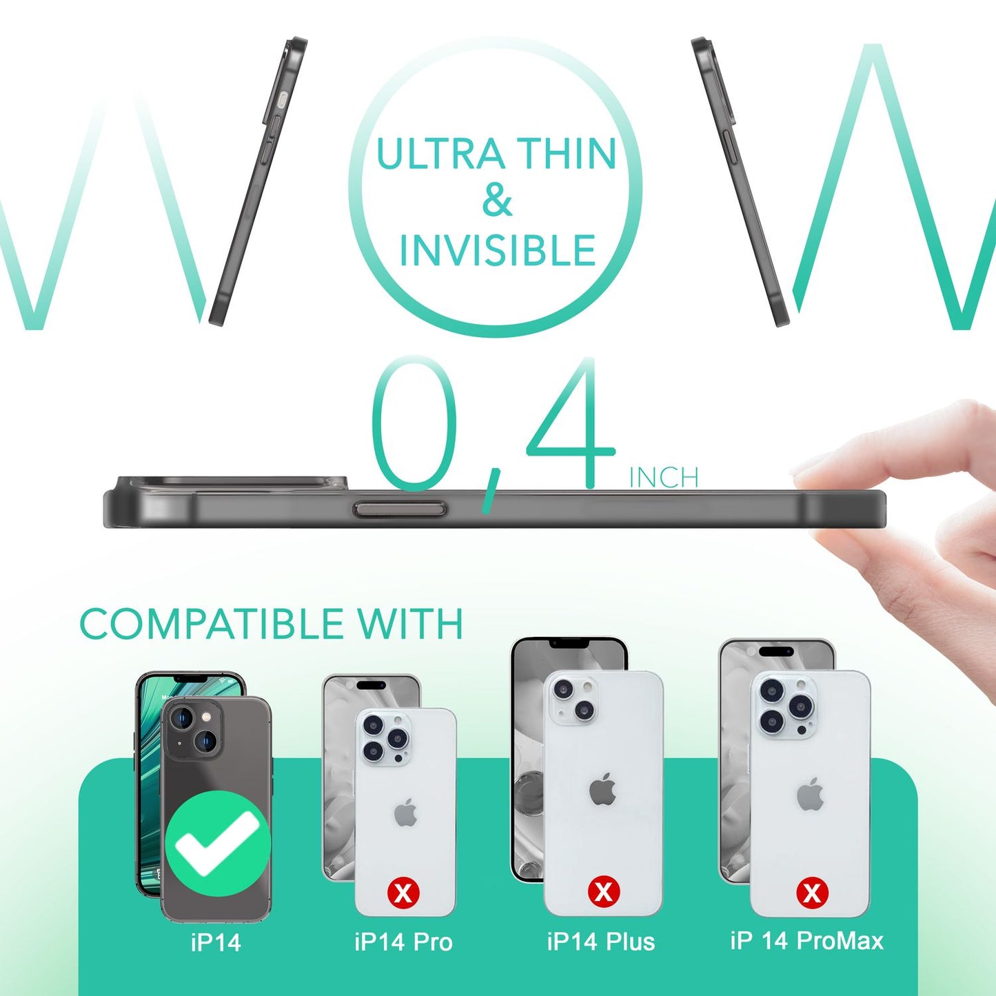 NALIA Ultra Slim Hardcase für iPhone 14 – Matt-Transparent & 0.3mm Dünn – PHANTOM (Hauchdünnes Cover & Kamera-Vollschutz) – Marke aus Berlin