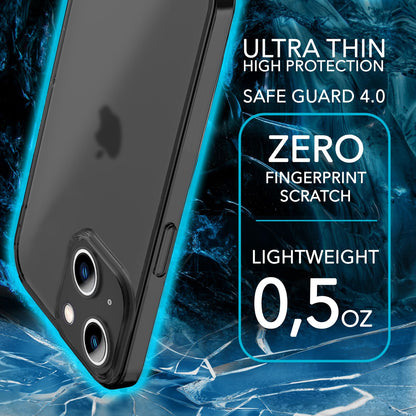 NALIA Ultra Slim Hardcase für iPhone 14 Plus – Matt-Transparent & 0.3mm Dünn – PHANTOM (Hauchdünnes Cover & Kamera-Vollschutz) – Marke aus Berlin
