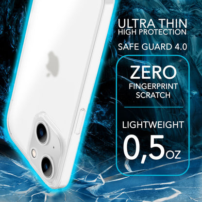NALIA Ultra Slim Hardcase für iPhone 14 Plus – Matt-Transparent & 0.3mm Dünn – PHANTOM (Hauchdünnes Cover & Kamera-Vollschutz) – Marke aus Berlin