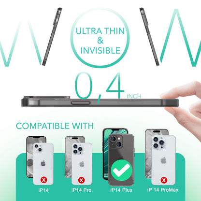 NALIA Ultra Slim Hardcase für iPhone 14 Plus – Matt-Transparent & 0.3mm Dünn – PHANTOM (Hauchdünnes Cover & Kamera-Vollschutz) – Marke aus Berlin
