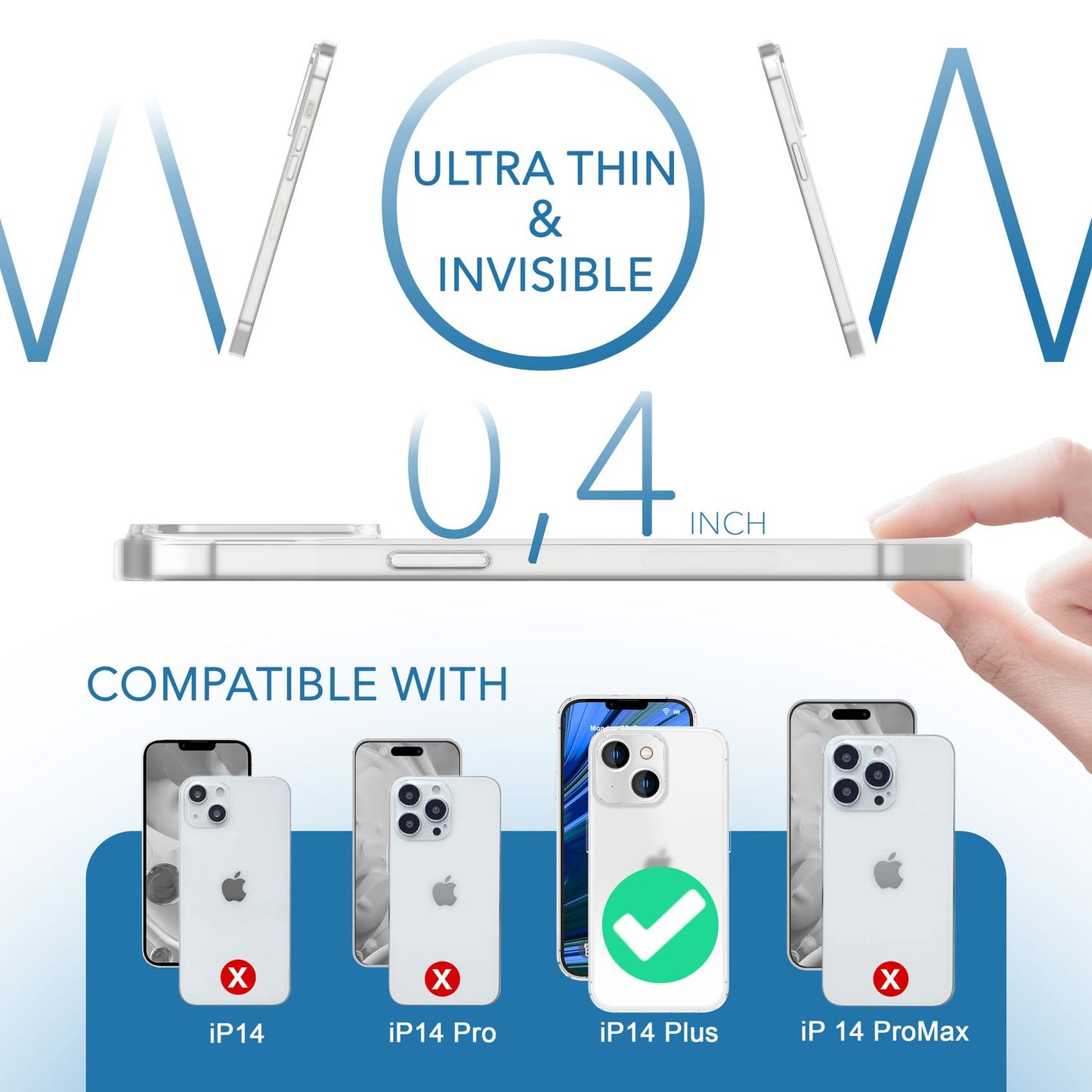 NALIA Ultra Slim Hardcase für iPhone 14 Plus – Matt-Transparent & 0.3mm Dünn – PHANTOM (Hauchdünnes Cover & Kamera-Vollschutz) – Marke aus Berlin