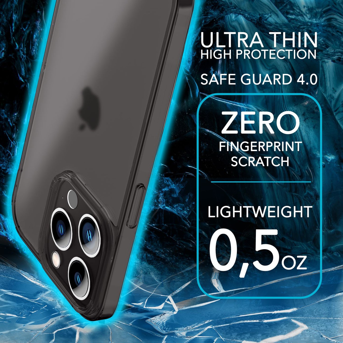 NALIA Ultra Slim Hardcase für iPhone 14 Pro – Matt-Transparent & 0.3mm Dünn – PHANTOM (Hauchdünnes Cover & Kamera-Vollschutz) – Marke aus Berlin