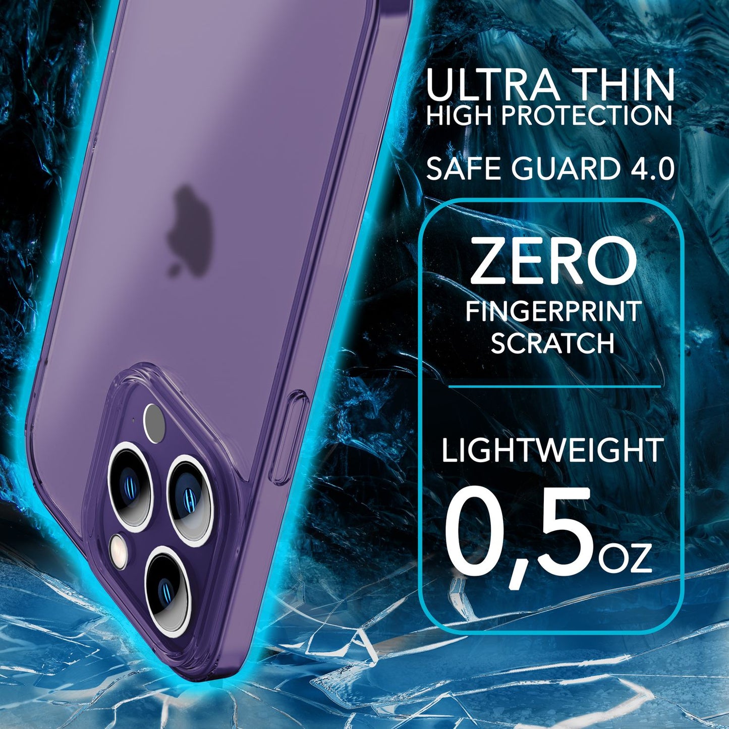 NALIA Ultra Slim Hardcase für iPhone 14 Pro – Matt-Transparent & 0.3mm Dünn – PHANTOM (Hauchdünnes Cover & Kamera-Vollschutz) – Marke aus Berlin