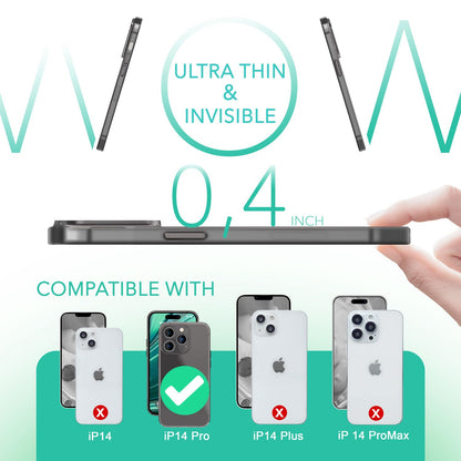 NALIA Ultra Slim Hardcase für iPhone 14 Pro – Matt-Transparent & 0.3mm Dünn – PHANTOM (Hauchdünnes Cover & Kamera-Vollschutz) – Marke aus Berlin