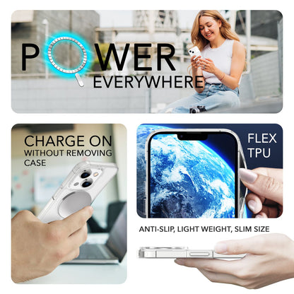 NALIA Transparentes Magnet Case für iPhone 14 – MagPower System (MagSafe kompatibel) – LUMEX (Edle Glas-Optik, aber unzerbrechlich) – Marke aus Berlin