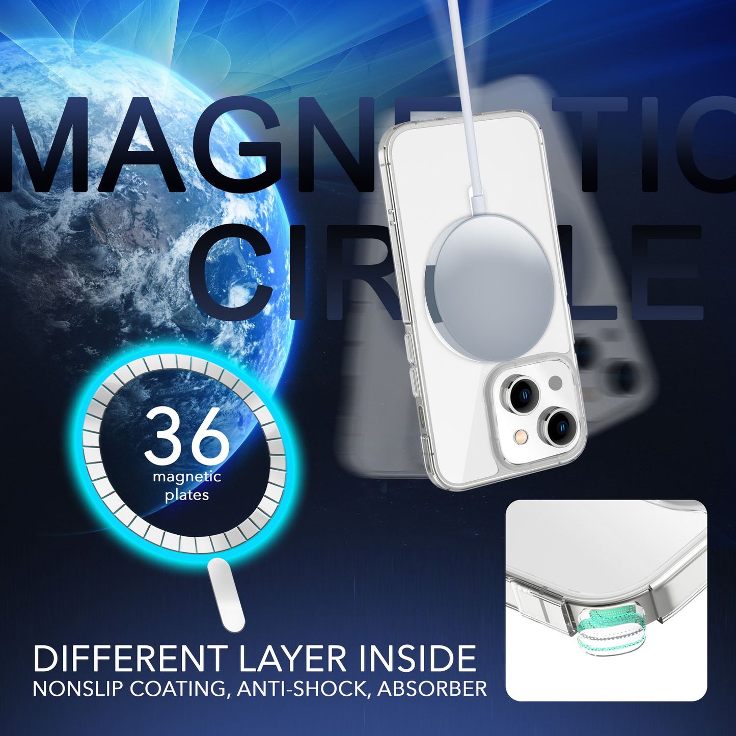 NALIA Transparentes Magnet Case für iPhone 14 – MagPower System (MagSafe kompatibel) – LUMEX (Edle Glas-Optik, aber unzerbrechlich) – Marke aus Berlin