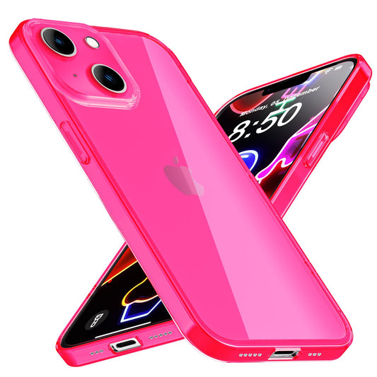 NALIA Neon Silikonhülle für iPhone 14 – Knallige Signal-Farbe & Linsenschutz – VIBE (Transparentes Case) – Marke aus Berlin
