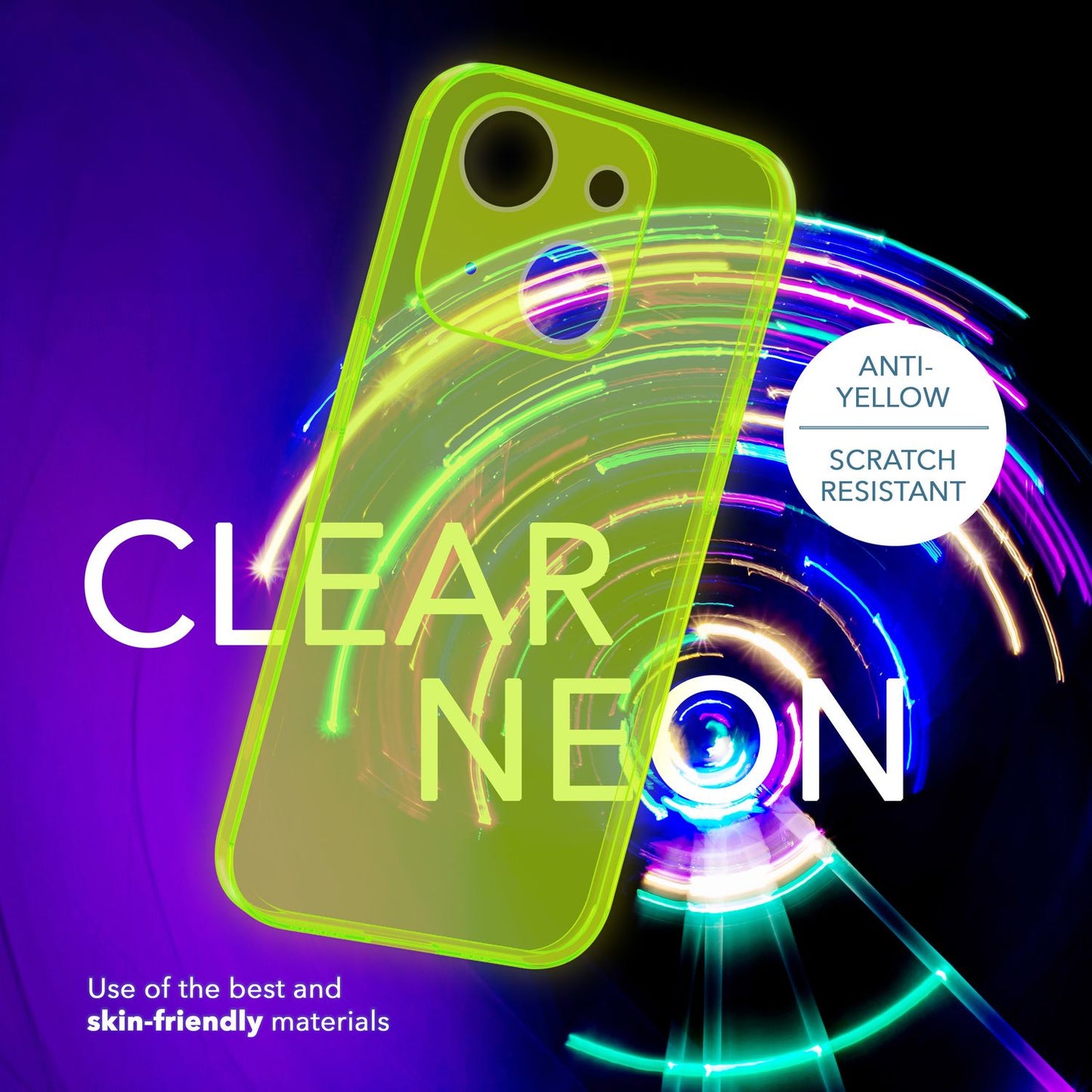 NALIA Neon Silikonhülle für iPhone 14 – Knallige Signal-Farbe & Linsenschutz – VIBE (Transparentes Case) – Marke aus Berlin