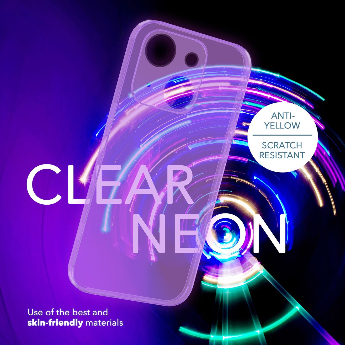NALIA Neon Silikonhülle für iPhone 14 – Knallige Signal-Farbe & Linsenschutz – VIBE (Transparentes Case) – Marke aus Berlin