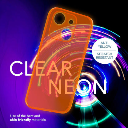 NALIA Neon Silikonhülle für iPhone 14 – Knallige Signal-Farbe & Linsenschutz – VIBE (Transparentes Case) – Marke aus Berlin