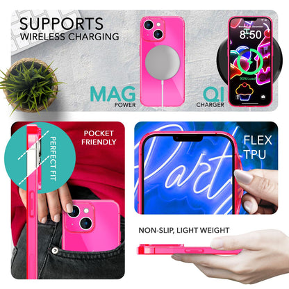 NALIA Neon Silikonhülle für iPhone 14 – Knallige Signal-Farbe & Linsenschutz – VIBE (Transparentes Case) – Marke aus Berlin