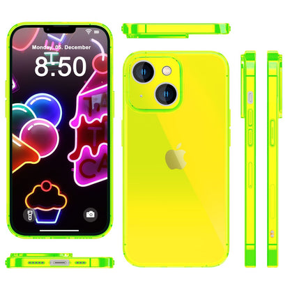 NALIA Neon Silikonhülle für iPhone 14 – Knallige Signal-Farbe & Linsenschutz – VIBE (Transparentes Case) – Marke aus Berlin