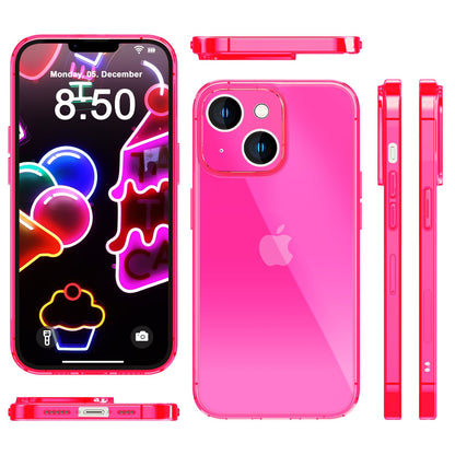 NALIA Neon Silikonhülle für iPhone 14 – Knallige Signal-Farbe & Linsenschutz – VIBE (Transparentes Case) – Marke aus Berlin