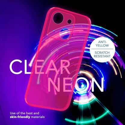 NALIA Neon Silikonhülle für iPhone 14 Plus – Knallige Signal-Farbe & Linsenschutz – VIBE (Transparentes Case) – Marke aus Berlin