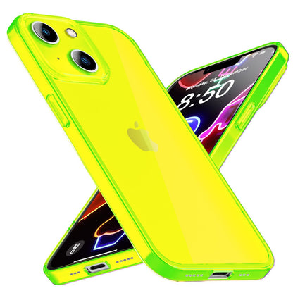 NALIA Neon Silikonhülle für iPhone 14 Plus – Knallige Signal-Farbe & Linsenschutz – VIBE (Transparentes Case) – Marke aus Berlin