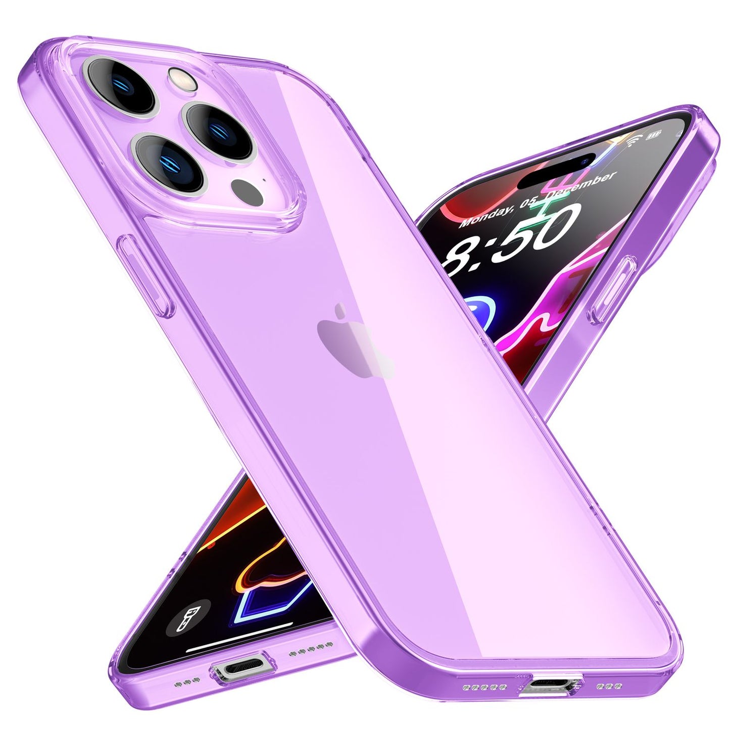 NALIA Neon Silikonhülle für iPhone 14 Pro – Knallige Signal-Farbe & Linsenschutz – VIBE (Transparentes Case) – Marke aus Berlin
