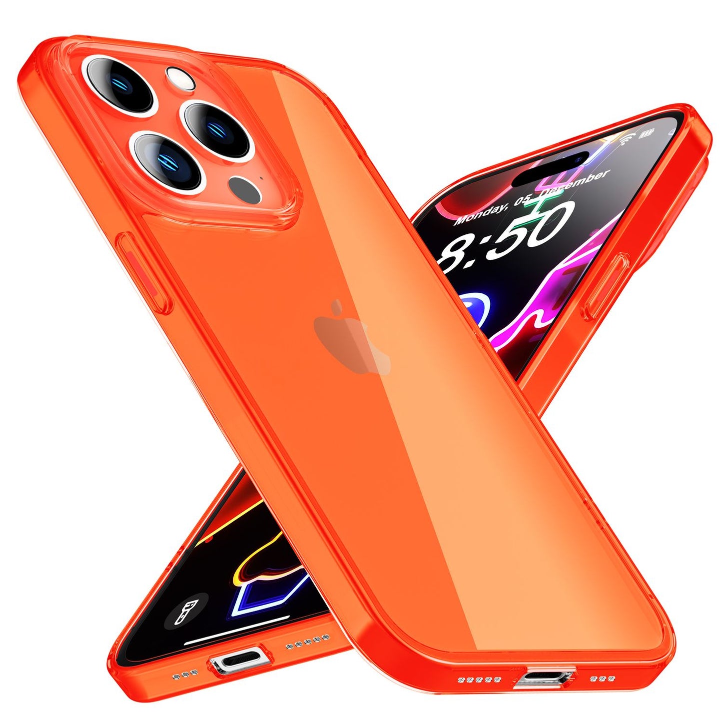 NALIA Neon Silikonhülle für iPhone 14 Pro – Knallige Signal-Farbe & Linsenschutz – VIBE (Transparentes Case) – Marke aus Berlin