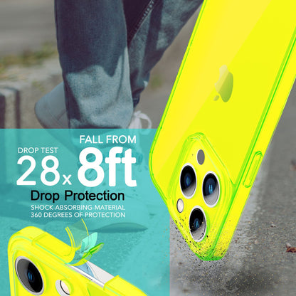 NALIA Neon Silikonhülle für iPhone 14 Pro – Knallige Signal-Farbe & Linsenschutz – VIBE (Transparentes Case) – Marke aus Berlin