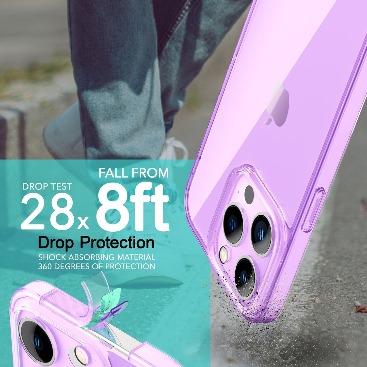 NALIA Neon Silikonhülle für iPhone 14 Pro – Knallige Signal-Farbe & Linsenschutz – VIBE (Transparentes Case) – Marke aus Berlin
