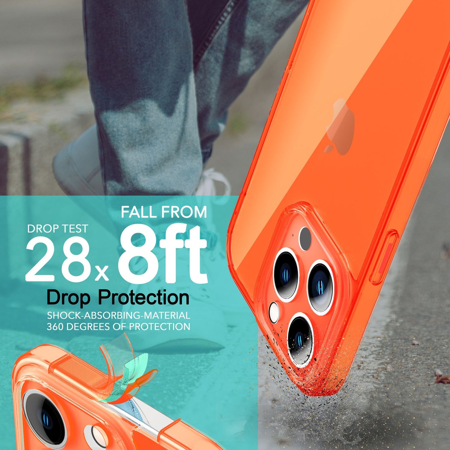 NALIA Neon Silikonhülle für iPhone 14 Pro – Knallige Signal-Farbe & Linsenschutz – VIBE (Transparentes Case) – Marke aus Berlin