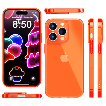 NALIA Neon Silikonhülle für iPhone 14 Pro – Knallige Signal-Farbe & Linsenschutz – VIBE (Transparentes Case) – Marke aus Berlin
